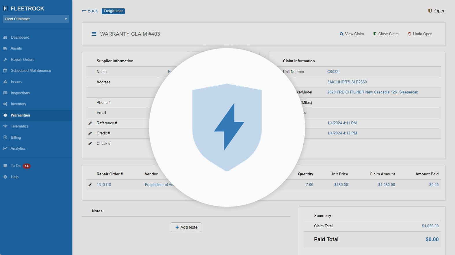Warranty Management Software Screenshot