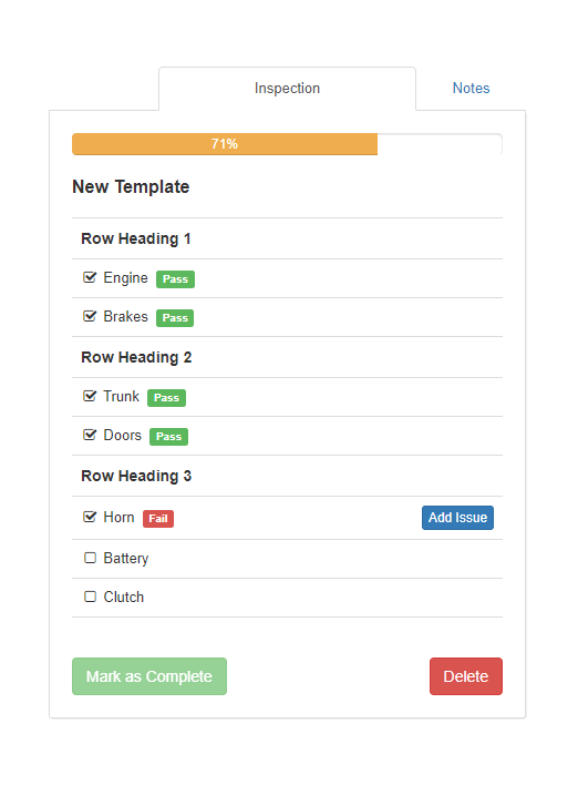 Vehicle Inspection Software Screenshot